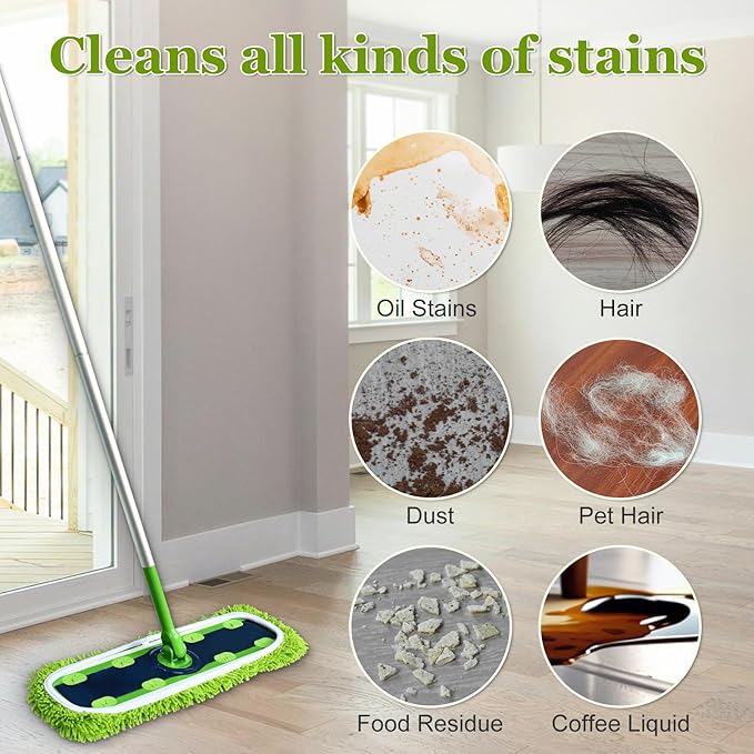 XL Mop Pads Compatible with Swiffer XL Sweeper, X-Large Dry Sweeping Cloths, XL Wet Pads Refills, Reusable Washable Microfiber Heavy Duty Wet Mopping Cloths for Hardwood Floor Cleaning, 4 Pack