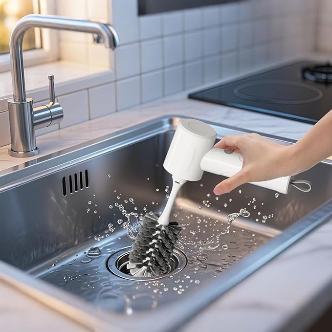 Electric Spin-Power Scrubber,Cordless Brush for Kitchen, IPX7 Waterproof Dish Washing Scrubber Brush Multi-use Electric Handheld Brush for Bathroom,Sink,Bathtub,ect