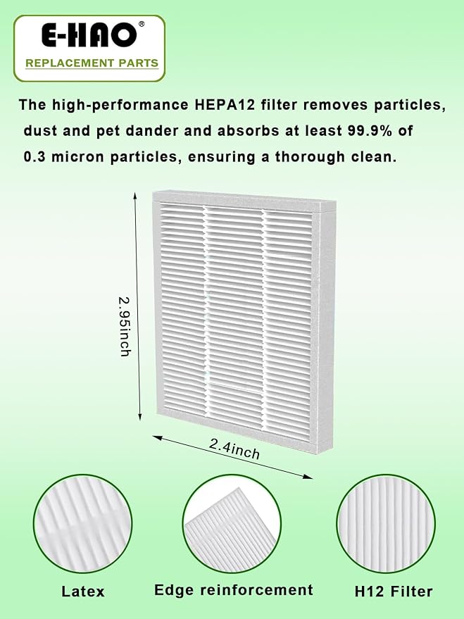 E-HAO Replacement Parts for iRobot Roomba Essential Q, Y Series, Accessories Kit for 104, 105, Q0120, Q0110, Y0140, Y0110, Y0112, Essential Vac 2 (2 Brushes, 8 Filters, 8 Edge Sweeping Brushes)