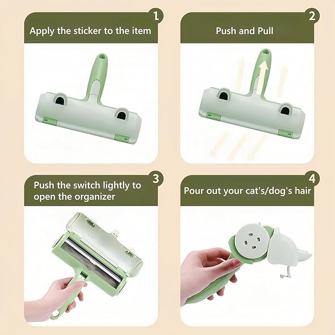 BoBow Roller Pet Hair Remover, Reusable Lint Roller Cat & Dog Hair Remover for Furniture, Couch, Carpet, Clothing and Bedding - Portable Multi-Surface Fur Removal Tool Green