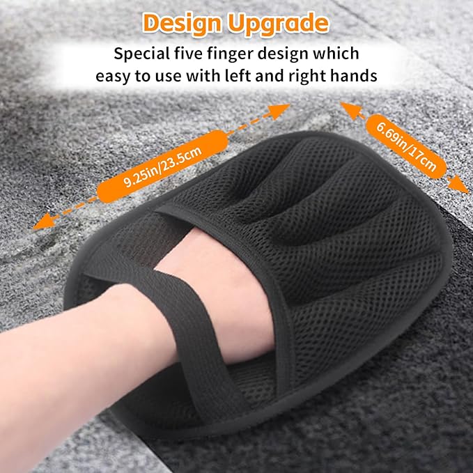 mirkir Newly Upgraded Five-Finger Electrostatic Pet Hair Remover Glove for Cats & Dogs Reusable Pet Hair Remover Tool for Clothing, Couch, Carpet, Furniture, Car Seat 3