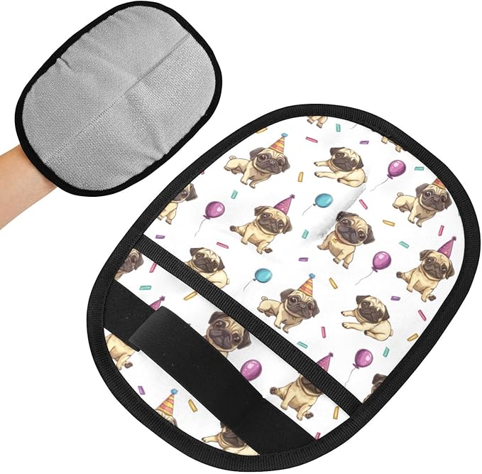 CHPGPUG Cute Cartoon Pug Pet Hair Removal Glove for Cats & Dogs Reusable Pet Hair Removal Glove pet Hair Electrostatic Gloves