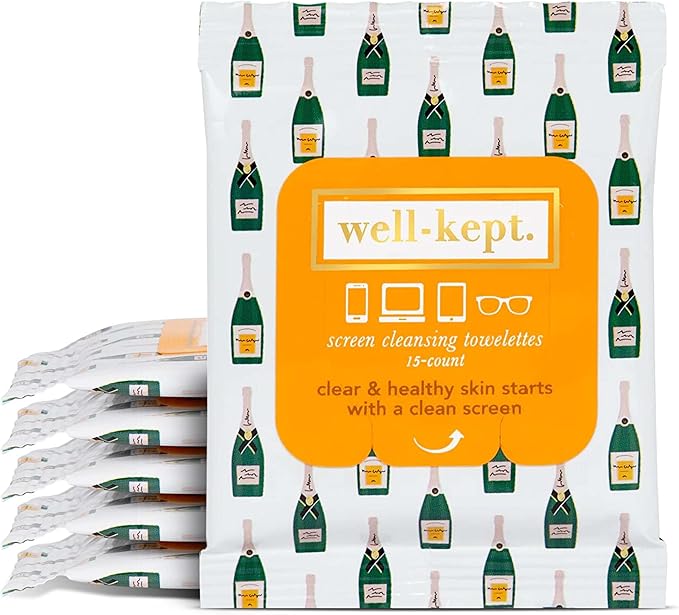 Well-Kept Tech & Lens Wipes - Eyeglass, Screen & Phone Cleaning, Multi-Surface, Lint-Free, Pre Moistened, Streak-Free & Non Scratching - Bubbly, 6 Pack (90 Count)