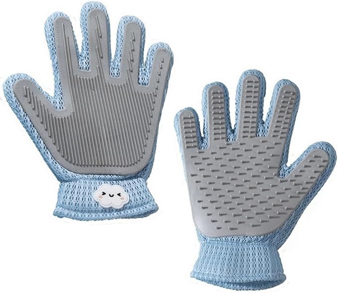 Guilinyuheng Pet Hair Remover Glove for Dogs & Cats | Upgraded Reusable 5-Finger | Gentle Deshedding Grooming Brush | Pet Hair Removal Tool for Furniture, Couch, Carpet, Car Seats | Sky Blue, 1 Count