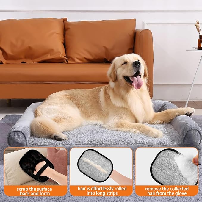 Jadesiegel Electrostatic Pet Hair Removal Glove for Cats & Dogs | Reusable & Quick-Clean Design | Effortlessly Removes Hair from Couch, Carpet, Car Seats & Clothing (2 PCs)