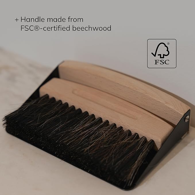 ENA Living Bamboo Dust Pan & Brush Set, Portable Dustpan & Brush, Perfect For Household Cleaning, Sturdy & Effective Dust Pan, Bamboo Sweeping Brush - Mini