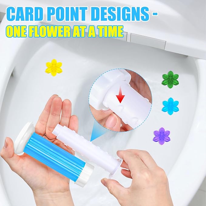 4 Pack Toilet Gel Stamp, 48 Stamps 4 Kinds Of Scent Toilet Bowl Cleaner Gel, Long-Lasting Flowers Shaped Bathroom Freshener, Keeps Toilet Fresh Fragrant and Clean