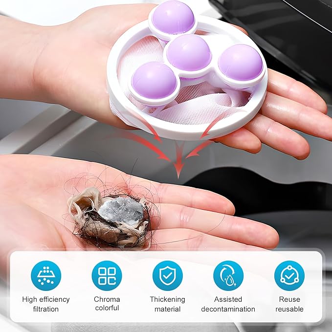 Pet Hair Remover for Laundry, 2026 Upgaded 3pcs Floating Hair Filtering Mesh Removal for Washing Machine, Reusable Dog & Cat Hair Remover Tool for Pet Fur, Hair, Lint, Dander from Laundry (Blue)