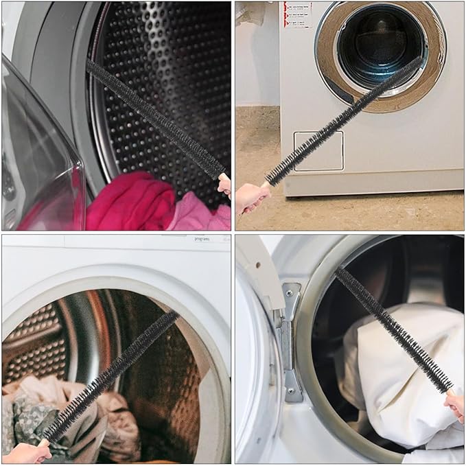 Garneck Washing Machine Cleaning Brush Set 2Pcs Long Handle Lint and Dryer Vent Cleaner Multi-Purpose Drain Pipe Brush for Front Load Washers and Dryers Household Cleaning