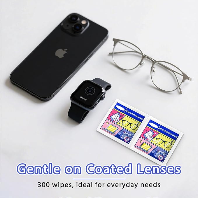 Eye Glasses Cleaner Wipes,Lens Wipes for Glasses/Sunglasses/Eyeglasses,Cleaning Wipes,Lens Wipes Individually Wrapped,Safe for All Lens Surfaces(300PCS)