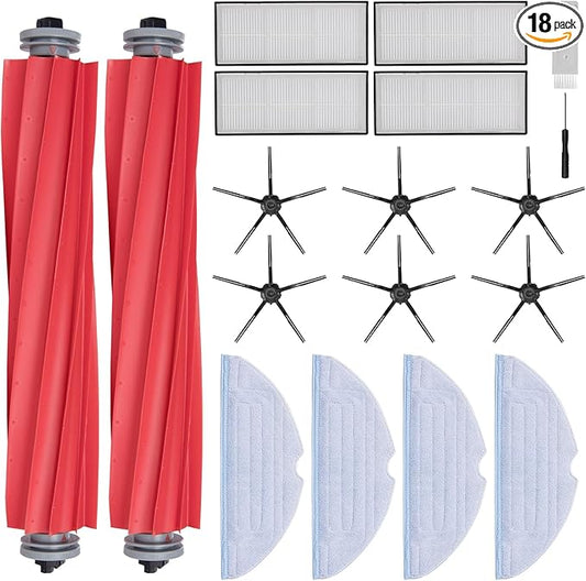 18Pack S7 Replacement Parts For Roborock S7 Max Ultra,S7 Pro Ultra,S7,S7+,S7 MaxV,S7 MaxV Plus,S7MaxV Ultra Robot Vacuum, 2 Roller Brush, 4 Filter, 6 Side Brush, 4 Mop Cloth and 2 Installation Tools
