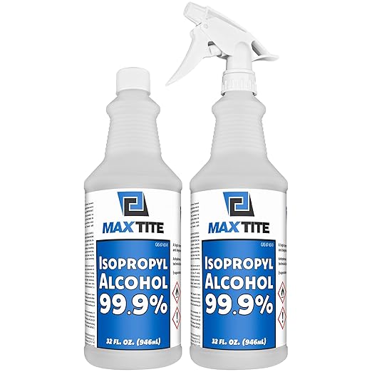 MAXTITE 99.9% Isopropyl Alcohol (Half-Gallon (2 pack, 32 fl oz) - Includes Heavy-Duty Spray Nozzle - Made in USA