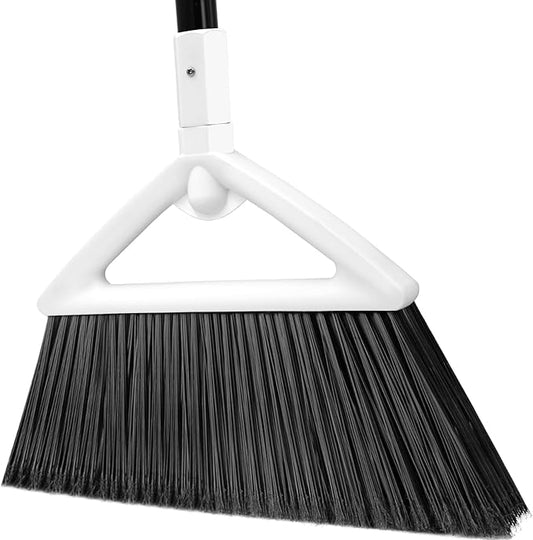 Szjyhqy Outdoor Indoor Broom, Brooms for Sweeeping Indoor, Heavy-Duty Kitchen Broom with Long Pole, Angle Broom White for Garages Restaurant Courtyard Office Slidewalk Lobby Sweep Dust