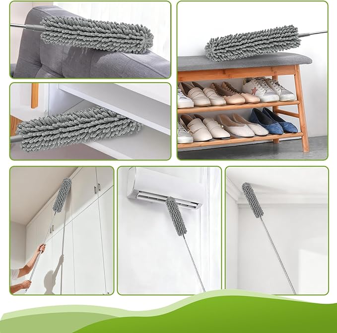 MimAuto Professional 14-in-1 Cleaning System with 100-inch Pole, 4 Duster Heads, Flat & Cobweb Tools for Ceiling to Floor