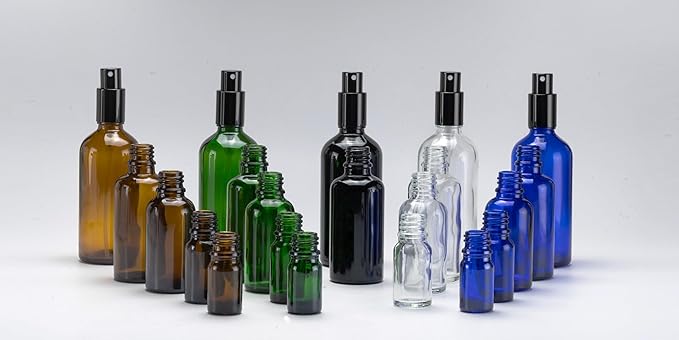 YIZHAO Amber Glass Spray Bottles 4oz, with Small Fine Mist Spray, Metal Cap, Refillable for Essential Oil,Travel,Cleaning,Perfume,Aromatherapy,Makeup – 9 Pcs