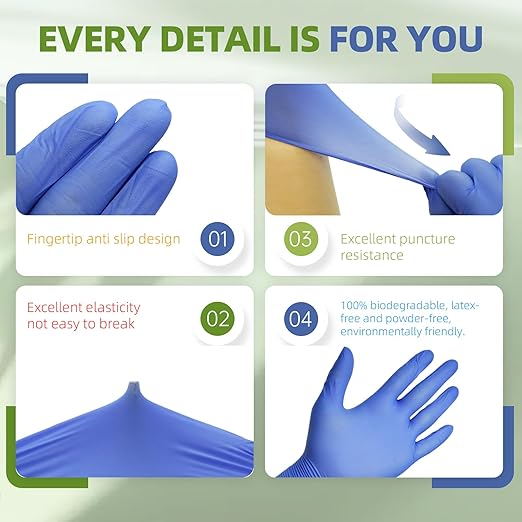 Jointown Biodegradable Nitrile Exam Gloves, Disposable Medical Surgical Gloves, Violet Blue Nitrile Glove, Latex Free, Food Safe, 2000 Count, XSmall