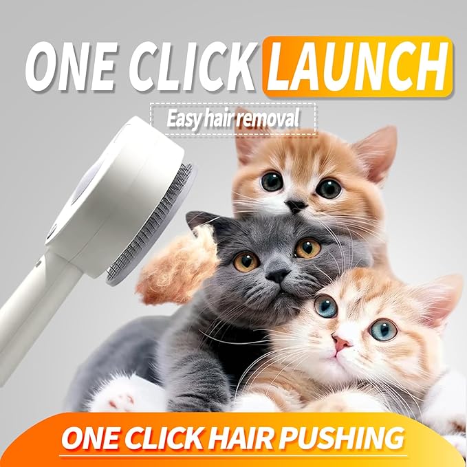 PHIXBEAR 3 in 1 Cat Steam Brush, Self-Cleaning Anti-Static Pet Spray Hair Removal Comb for Cats with Release Button and Tank, Rechargeable Steam Brush for Shedding, Massage and Cleaning