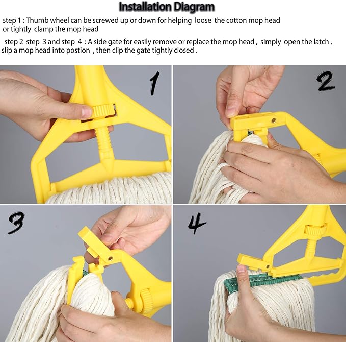 OFO Loop-End Cotton String Mop Head，Heavy Duty String Mop Refills, Mop Head Replacement for Home/Industrial/Commercial Cleaning, 3-Packs