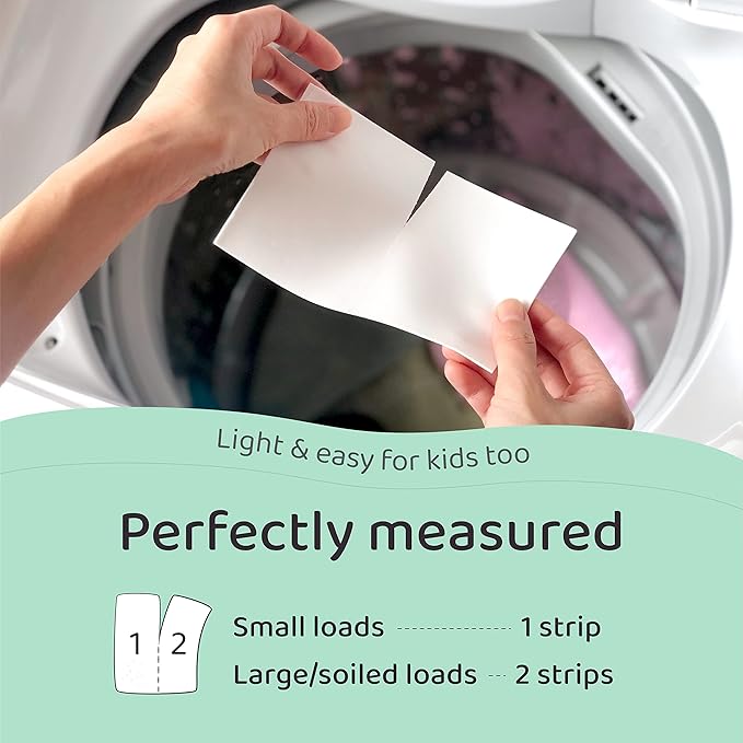LAZY COCONUTS Eco Friendly, Plant Powered Laundry Detergent Strips - Fragrance Free, Unscented, Ultra Concentrated, Earth Friendly No Plastic - Lightweight and Perfect For Home, Dorms, Travel, Camping