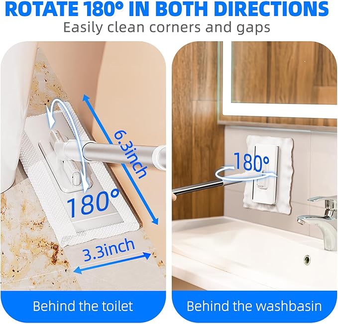 2026 New Snap Grip Mini Mop with 5 Reusable Cloths for Dry Wet Disposable Pads, Zero-Touch Automatic Gripping Multi Surface Quick Cleanups for Alternative to Swiffer Sweeper