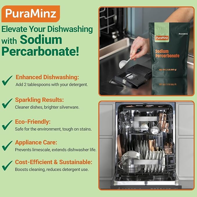 Sodium Percarbonate - 10 Pound - Premium Oxygen Bleach Powder - Solid Hydrogen Peroxide - Multipurpose Cleaner - Color Safe Laundry Stain Removal, Dishwasher, Deodorizer - Industrial Grade Strength