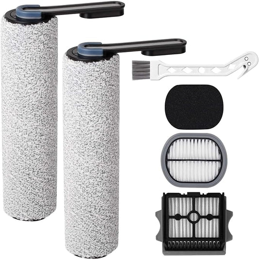 Only Floor ONE S5Combo Roller Brush Replacement and Vacuum Filter Kit Compatible with Tineco Floor ONE S5Combo Smart Wet Dry Vacuum Replacement Parts,2 Roller Brushes,2 HEPA Filters,1 Cleaner Brush