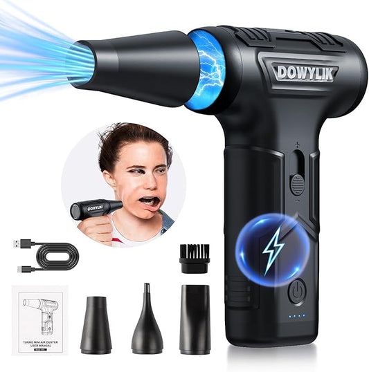DOWYLIK Compressed Air Duster, 220,000RPM Strong Compressed Air, Brushless Canned Air Duster for Computer with LED, 3 Speed Speed Mini Blower Air Blower for Car, Computer, Keyboard
