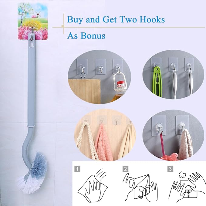 Ryhiac 2 Pack Curved Toilet Bowl Brush Without Holder for Bathroom, Compact Toilet Brush Durable Under The Rim Household Deep Cleaning Brushes (Gray Toilet Brush Without Holder)