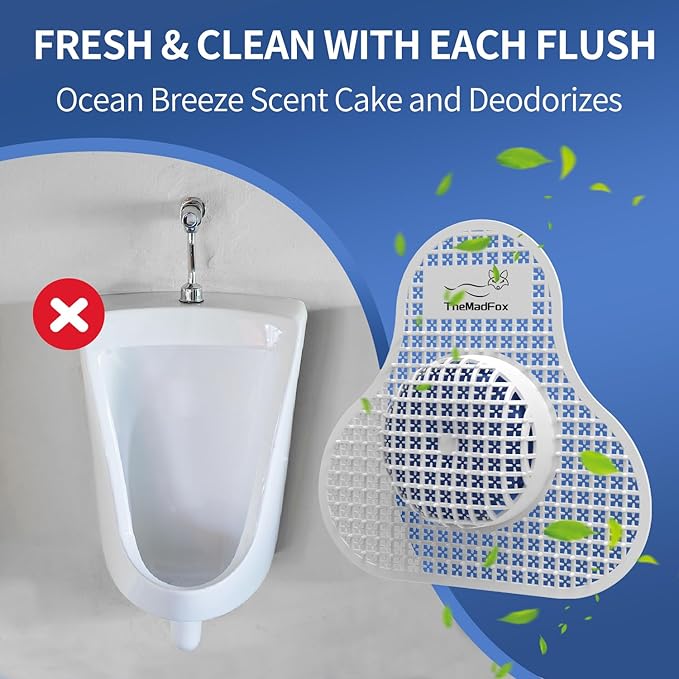 Urinal Screen Deodorizer (12 Pack),Urinal Cakes with Block Long-Lasting Ocean Scent,Anti-Splash Urinal Screens for Men Bathroom Airport Office Mall Hotel