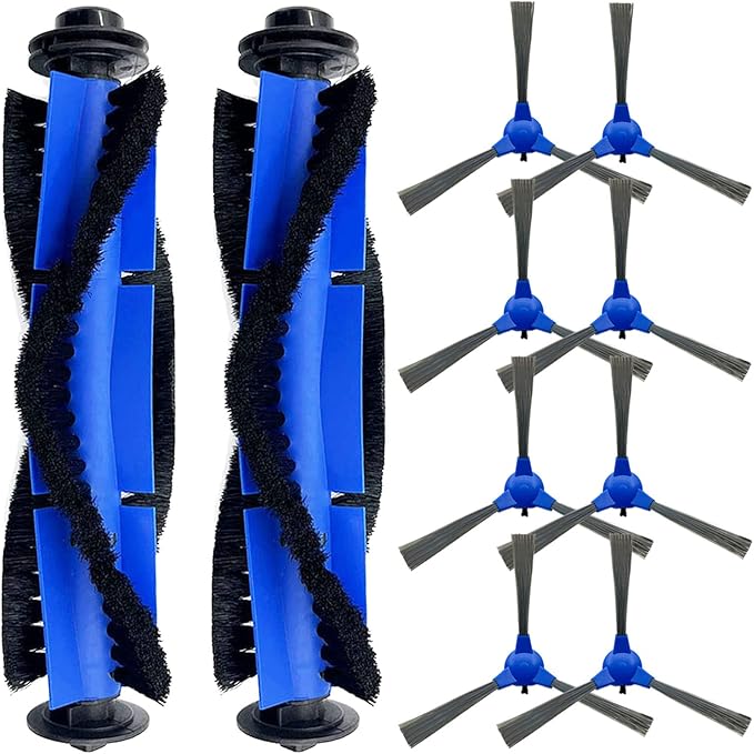 Tivcroxs 10 Pack Replacement Parts - 2 Rolling Brushes, 8 Side Brushes for Eufy RoboVac 11S, 30C, G30, 30, 15T, 15C, 12, 35C, 11S MAX, G30 Edge Robotic Vacuums