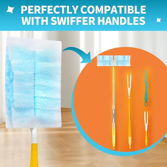 FURCIELOS Disposable Microfiber Feather Duster Refills, Multi-Surface Duster Compatible with Swiffer Dusters Handle, 60 Count(Unscented, Pack of 1)