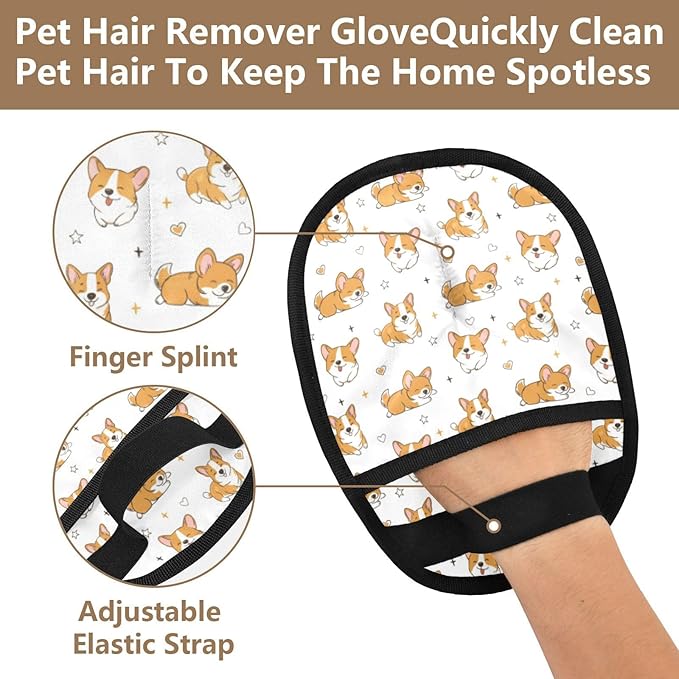 Corgi Pet Hair Removal Glove for Cats & Dogs Reusable Pet Hair Removal Glove pet Hair Electrostatic Gloves