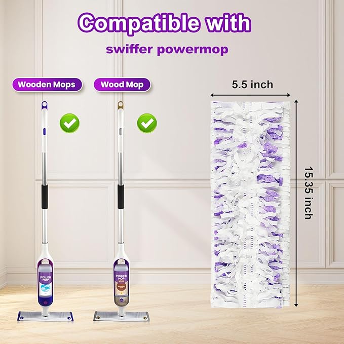 Pure Realm 48 Pack PowerMop Refills Pads for Swiffer PowerMop Multi-Surface Mops and PowerMop Wood Mops，Disposable mop Pads Replacement for Floor Cleaning.