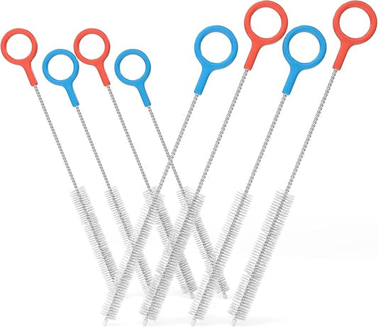 Buenalife Heavy Duty Cleaning Brushes Set of 8 - Extra Long Straw Cleaners for Metal and Plastic Reusable Drinking Straws, to Clean Small Spaces, Sippy Cups, Water Bottles - Sturdy Hard Brush Bristles