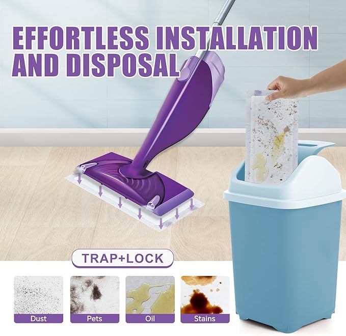 30 Count Disposable Wet Pads Refill for Swiffer Wet Jet Spray Mop,Wet Jet Pads for All Floor Types,Disposable Multi Surface Wet Jet Hardwood Floor Cleaner for swiffer Wet Pads Refill