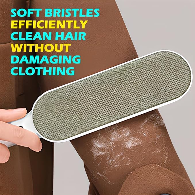 Double Sided Self-Cleaning Pet Hair Remover Brush - Reusable Lint Brush for Laundry & Clothes, Dog Cat Fur Tool (Blue)