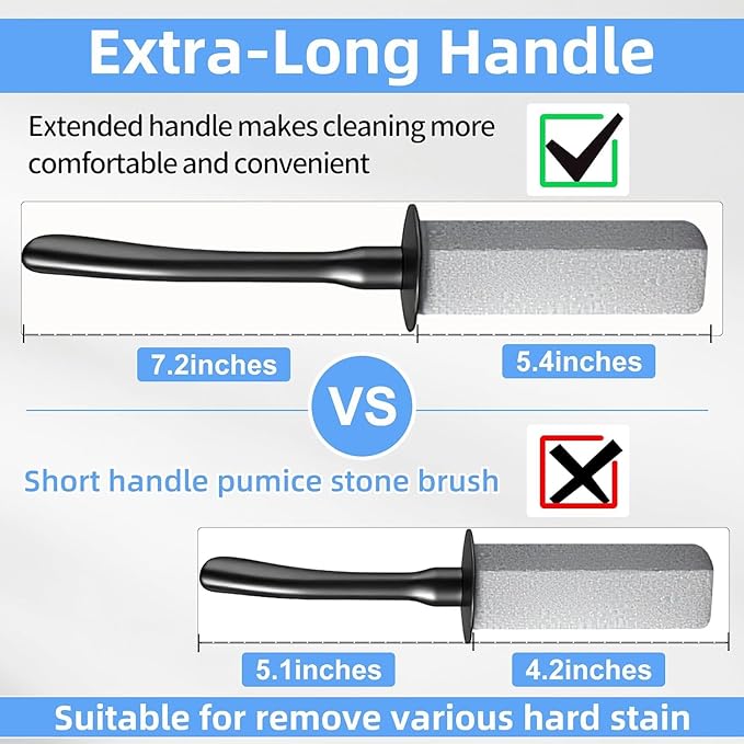LZLOOK Toilet Pumice Stone for Cleaning, Toilet Bowl Pumice Stone, Extra Long Handle Toilet Bowl Cleaners for Removing Hard Stain Lime. Ideal for Toilet Bathroom Sink Grill Pool(2 Pack Black)