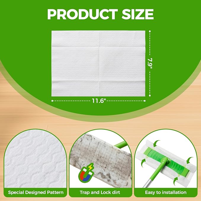 UKEENOR Dry Mop Refills 240 Count Sweeper Disposable Dusting Cloths Dry Sweeping Refills Dry Duster Cloths Mop Pads Floor Cloth Refills Electrostatic Cloths