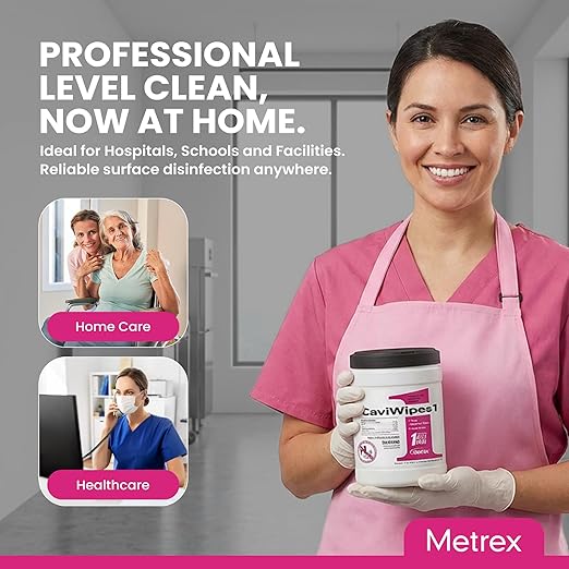 Metrex CaviWipes1 Surface Disinfectant Towelettes – Durable Non-Woven Disinfecting Wipes for Hard, Non-Porous Surfaces, Pre-Saturated with CaviCide1 – 6" x 6.75", 160 Wipes per Canister (Pack of 1)
