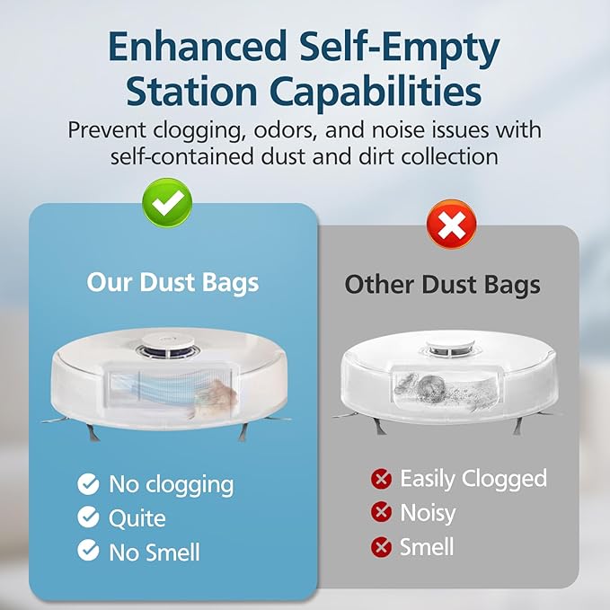 8 Pack Dust Bags for Narwal Freo Pro | Freo X Ultra | Freo X Plus Robot Vacuum, 1L Capacity Disposable Dust Bag Replacement with Built-in Hepa Fil-ter