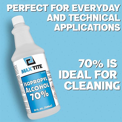 MaxTite 70% Isopropyl Alcohol (1 Gallon (4 Pack, 32 fl oz) - Includes Heavy-Duty Spray Nozzle - Made in USA