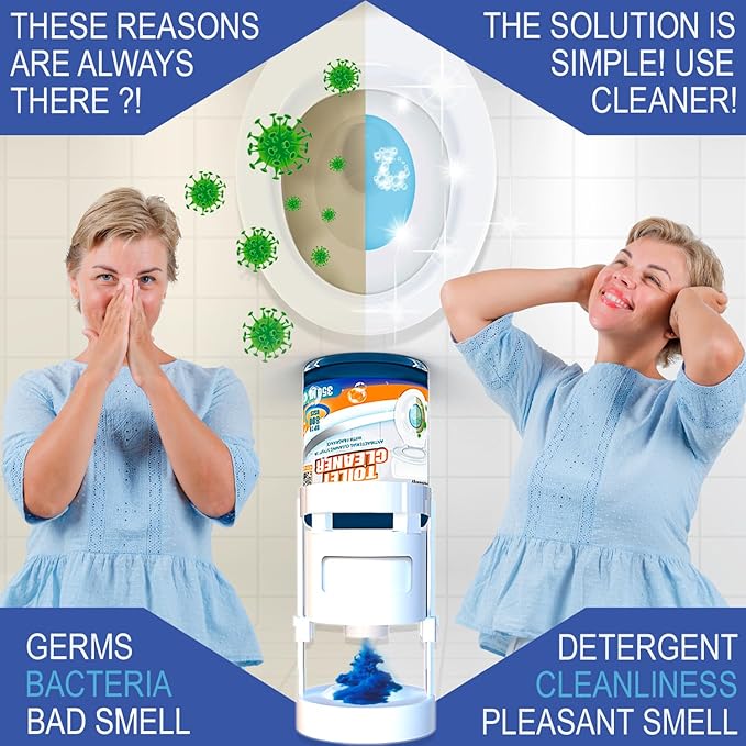 eHouse Automatic Toilet Bowl Cleaner with Refill — Antibacterial Flush-Activated Cleaning System, Long-Lasting Performance & Fresh Apple Scent