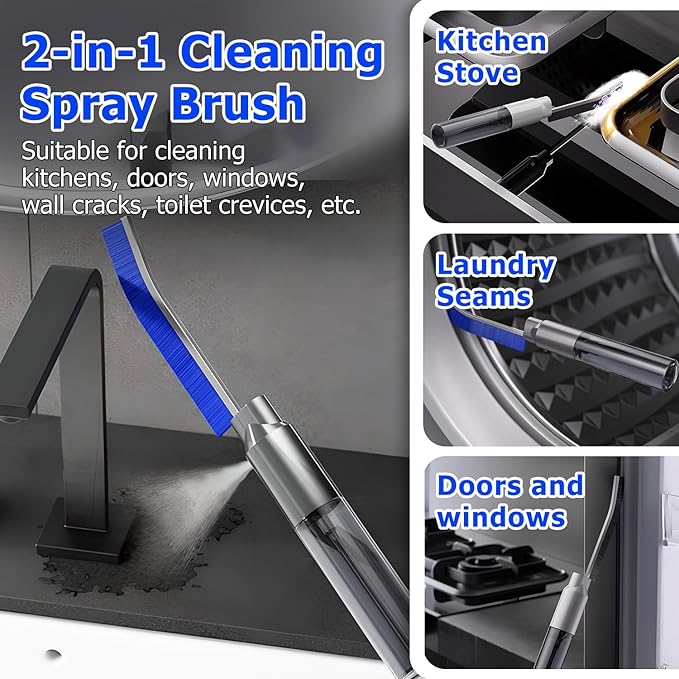 Crevice Cleaning Brush, 2025 New Crevice Cleaning Scrub Brush, Multi-purpose Grout Brush for Bathroom, Durable Sink Cleaning Tool for Kitchen, Portable Toilet Cleaning Brush for Home Users (Black-2pc)
