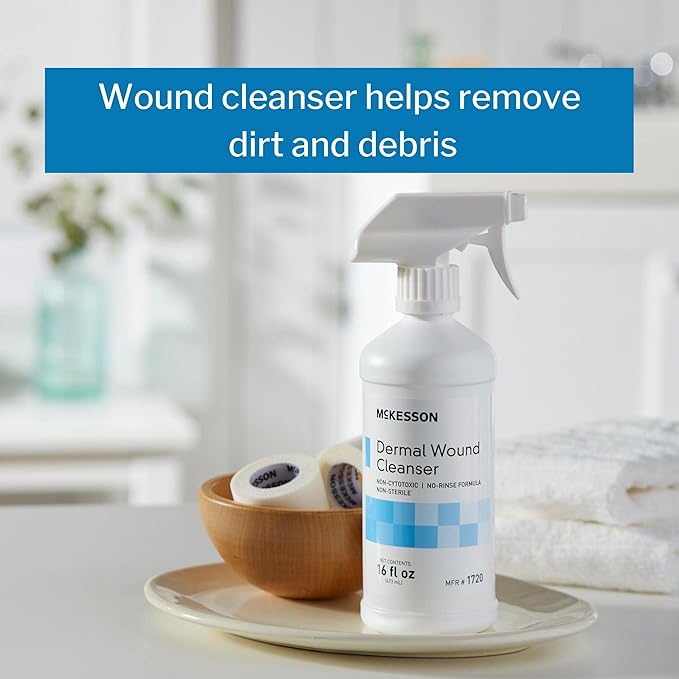 McKesson Dermal Wound Care Cleanser Spray, 16 oz [6 Count] First Aid Wash Solution for Minor Injuries, Cuts, Burns, Scrapes, Sores