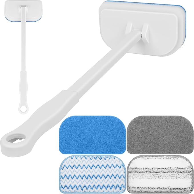 MOSEN Scrub Brush for Shower,4-in-1 Cleaning Brushes with 4 Different Function Cleaning Heads Brush for Shower Cleaning Bathroom Kitchen Car Tub Tile