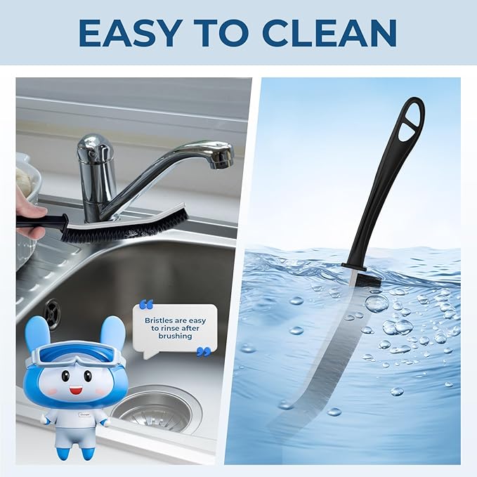 Crevice Cleaning Brushes, Scrub Brush for Hard to Reach Small Space, Home Essentials, Cleaning Supplies, Cleaning Tools for Household Use, Bathroom, Shower, Kitchen, Window, Toilet (3, Black)
