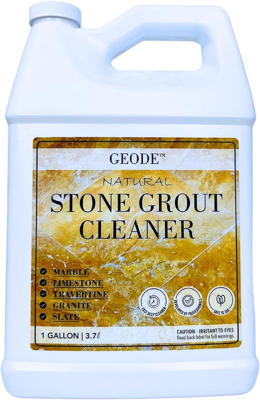 GEODE Natural Stone Grout Cleaner for tile floors - non-damaging, deep cleaner safe for Marble, Limestone, Travertine, Ceramic - Industrial Strength Tile, Stain Remover, Powerful Formula (Gallon)