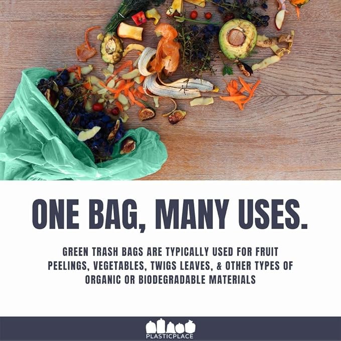 Plasticplace 40-45 Gallon Trash Bags │ 1.2 Mil │ Green Garbage Can Liners │ 40” x 46” (100 Count)