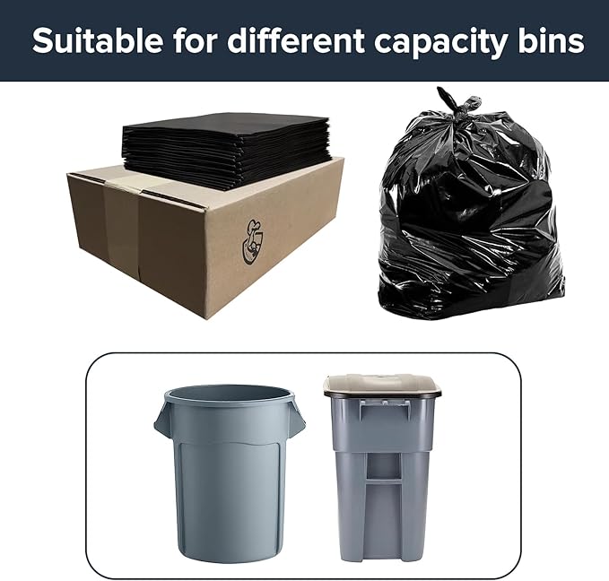 Generic 100 Pack -55-60 Gallon Heavy Duty Trash Can Bags - 2 Mil Thickness, Ultra Durable, Leak Proof, Black -large yard waste bags，Ideal for Kitchen, Commercial, Building - Made in the USA-21