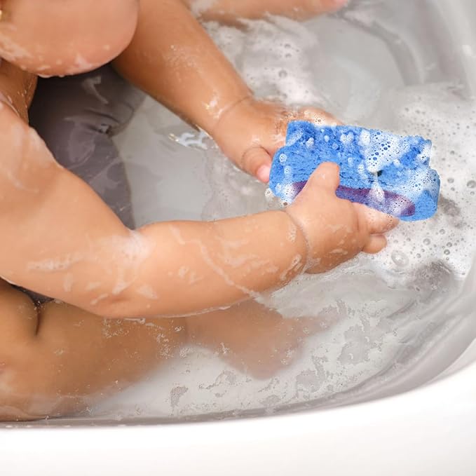 4 PCS Lovely Animal Bath Sponge for Kids,Cute Colorful Cartoon Shape Compressed Cellulose Shower Sponges for Baby,Soft and Funny(Hippo+Frog+Lion+Chicken)